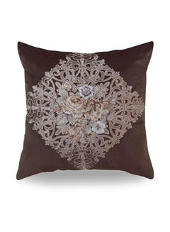 اشتري Embroidery Decorative Cushion البني/الأبيض 50x50 سنتيمتر في الامارات