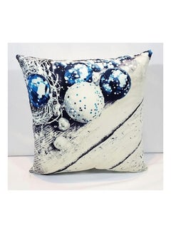 Buy Printed Cushion Cover polyester White/Blue/Black in UAE