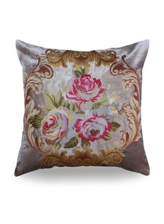 اشتري Embroidery Decorative Cushion Brown/Grey/Pink 50x50 سنتيمتر في الامارات