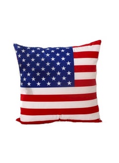 Buy American Flag Printed Cushion Cotton Red/Blue/White 45x45centimeter in UAE