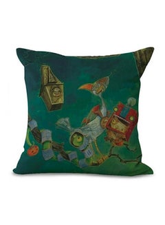 اشتري Fish Print Decorative Cushion Cover أخضر/أحمر/بني 45x45 سنتيمتر في الامارات