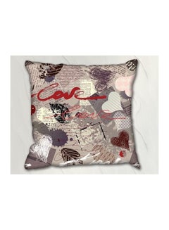 Buy Printed Cushion Cover polyester Grey/Black/Red in UAE