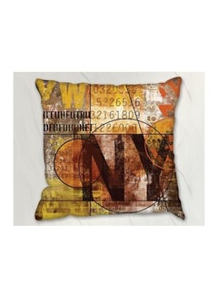 Buy Printed Cushion Cover Polyester Yellow/Brown/Black in UAE