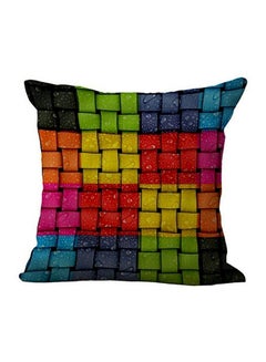 Buy Color Blocks Print Decorative Cushion Cover Multicolour 45x45cm in UAE