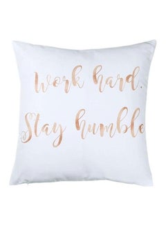 Buy Printed Cushion Cover Polyester White/Gold 45x45cm in UAE