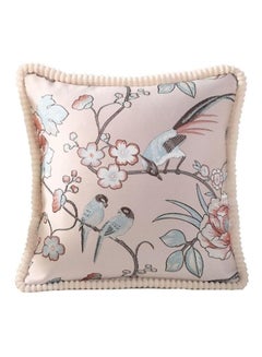 Buy Printed Cushion Cover linen Beige/Red/Brown 45x45cm in UAE