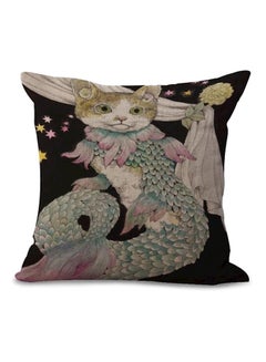 اشتري Cat Printed Cushion Cover مختلطة Black/Grey/Green 45 x 45 سنتيمتر في الامارات