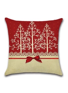 Buy Tree Printed Cushion Cotton Red/Beige in UAE