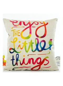 Buy Enjoy The Little Things Printed Cushion Cover combination Red/Blue/Green 45 x 45cm in UAE