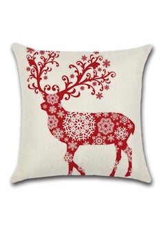 Buy Deer Printed Cushion cotton Beige/Red in UAE