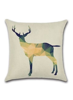 اشتري Deer Printed Cushion قطن Beige/Yellow/Green في الامارات