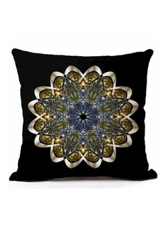 Buy Geometric Pattern Printed Decorative Cushion Cover Black/Gold/Blue 45x45cm in UAE