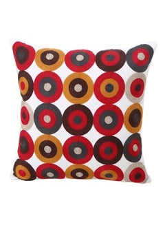 Buy Abstract Designed Cushion Cover linen Red/Yellow/Brown 45x45cm in UAE