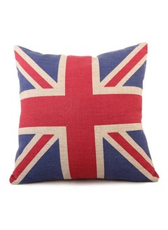Buy Flag Printed Pillow cotton Red/Blue/Beige 45x45cm in UAE
