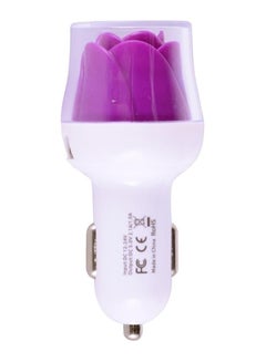 Buy Rose Design Mini Car Charger White/Purple in UAE