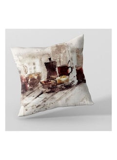 Buy Printed Cushion Cover polyester Brown/Beige/Yellow in UAE