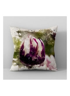 Buy Printed Cushion Cover polyester Green/Purple/White in UAE