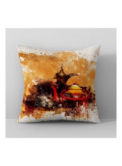 Buy Jug Printed Cushion Cover polyester Orange/White/Brown in UAE