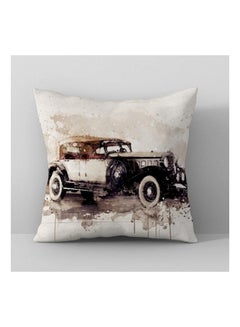 Buy Car Printed Cushion Cover polyester Brown/White in UAE