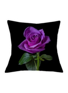 Buy Rose Printed Cushion Cover combination Black/Purple 45x45cm in UAE