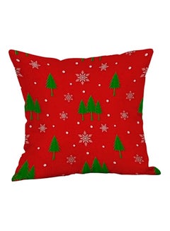 Buy Merry Christmas Themed Printed Cushion Cover Cotton Red/Green in UAE