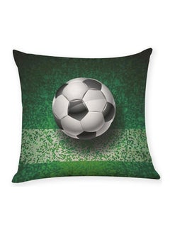 Buy Football Printed Decorative Cushion Cover Green/White/Black 45x45cm in UAE