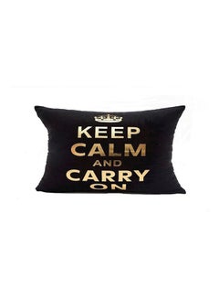 Buy Printed Cushion Cover Cotton Black/Gold in UAE