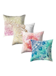 Buy 4-Piece Faon Design Cushion Set cotton White/Blue/Red in UAE