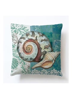 Buy Ocean Series Cushion Cover linen Blue/Green/White 45x45cm in UAE