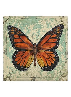 Buy Butterfly Printed Cushion Cover linen Green/Orange/Black in UAE