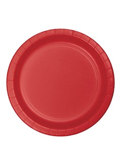 Buy 24-Piece Round Dinner Plate Set Classic Red 8.75inch in UAE