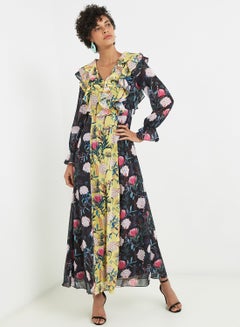 Buy Fashion Essentials Mixed Floral Dress Multicolour in UAE