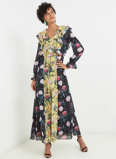 اشتري Fashion Essentials Mixed Floral Dress Multicolour في الامارات