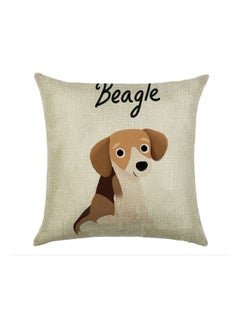 Buy Dog Printed Cushion Cover linen Grey/Brown 45x45cm in UAE