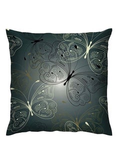 Buy Abstract Butterfly Printed Cushion polyester Grey/Green/Black 40x40cm in UAE