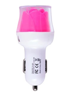 Buy Mini Car Charger For Mobile Phone Pink/White in UAE