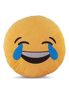 Buy Emoticon Shaped Round Cushion Yellow/Blue/Black 35x35cm in UAE