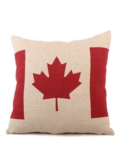 Buy Flag Printed Pillow cotton Beige/Red 45x45cm in UAE