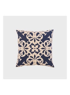 Buy Embroidery Pattern Cushion Cover canvas Blue/Beige in UAE