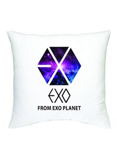 Buy Decorative Exo Fans Printed Cushion satin White/Black/Purple in UAE