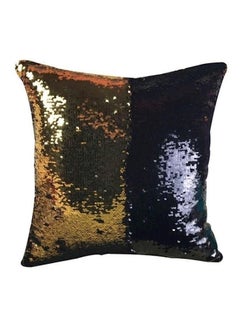 Buy Sequined Throw Pillow polyester Black/Gold 39x39cm in UAE