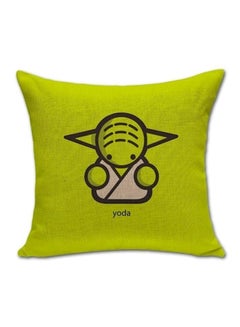 اشتري Yoda Printed Cushion Cover كتان Green/Black 45x45 سنتيمتر في الامارات