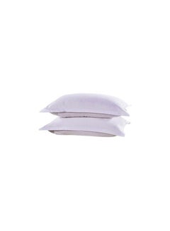 Buy 2-Piece Rectangular Throw Pillow Covers Polyester White 48x74cm in UAE