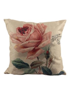 اشتري Old Printed Cushion Cover قماش كتاني Beige/Pink/Green في الامارات