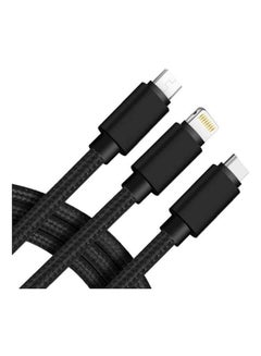 Buy 3 In 1USB Charger Charging Cable Cord For Iphone Type C Android Micro Us Black in UAE
