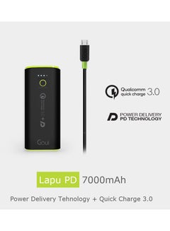 Buy 7000.0 mAh Power Bank With PD Technology and Qualcomm Quick Charge 3.0 Black/Green in UAE