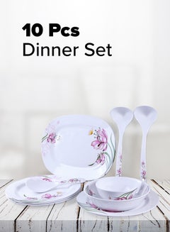 Buy 10-Piece Melamine Dinner Set Rmds-9711 White/Pink in UAE