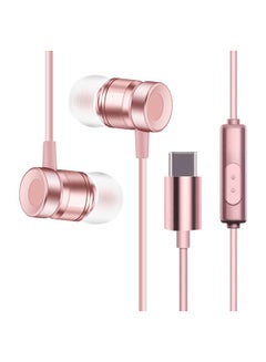 Buy USB Type-C In-Ear Metal Headphone With Mic For Letv Rose Gold in UAE