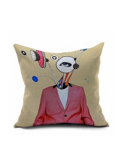 Buy Printed Cushion Cover polyester Beige/Red/White 45x45cm in UAE