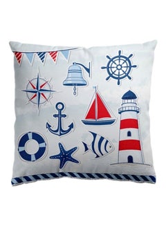 Buy Compass Style Cotton Blend Pillow Case Multicolour 45x45cm in UAE